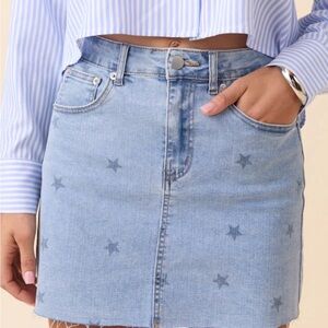 Pink Lily Katherine Star Print Denim Mini Skirt Size XL